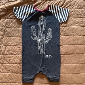 RAGS Striped Sleeve Cactus Print Romper